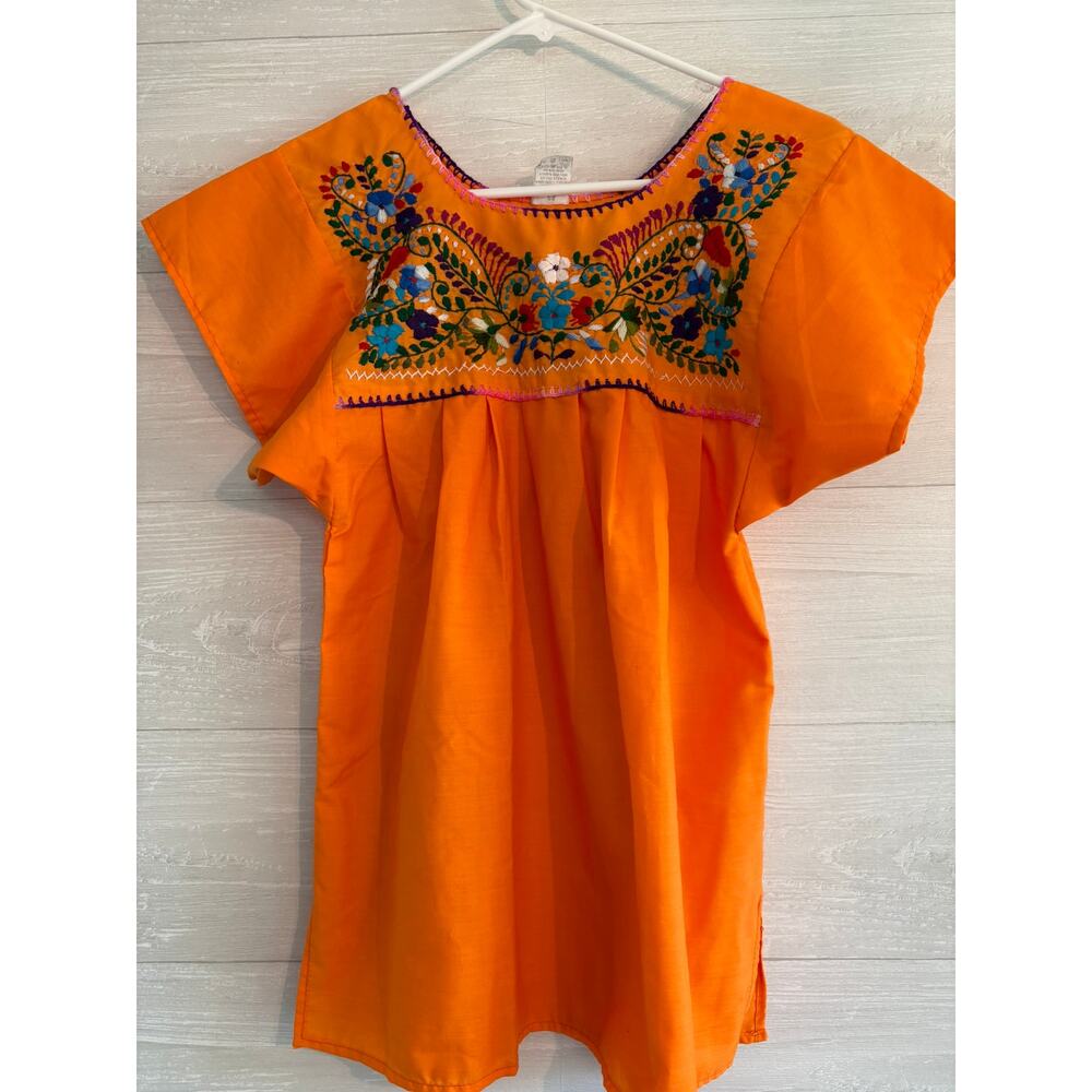 Vintage 70s Oaxacan Embroidered Floral Peasant Blouse Boho S - Picture 1 of 6